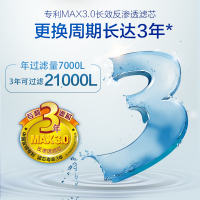 AO史密斯(A.O.Smith)厨下式家用直饮净水器R600ENA1 3:1废水比 1.5升大流量净水机