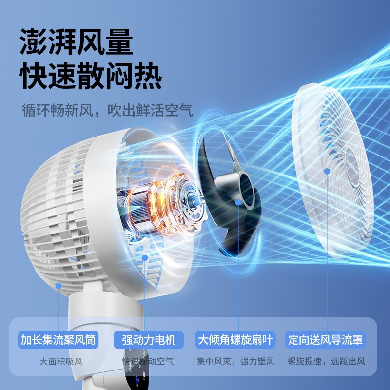 奥克斯空气循环扇2026新款智能净化台式风扇家用落地扇[白色]循环扇遥控款高清大图