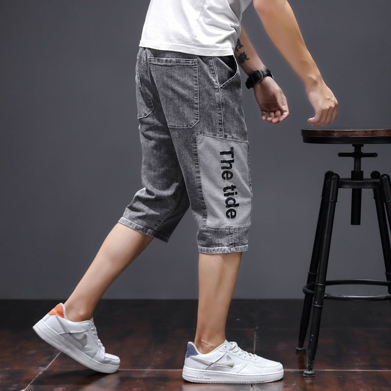 威珺男士牛仔裤 夏季薄款七分牛仔裤男宽松直筒弹力韩版潮流宽松休闲