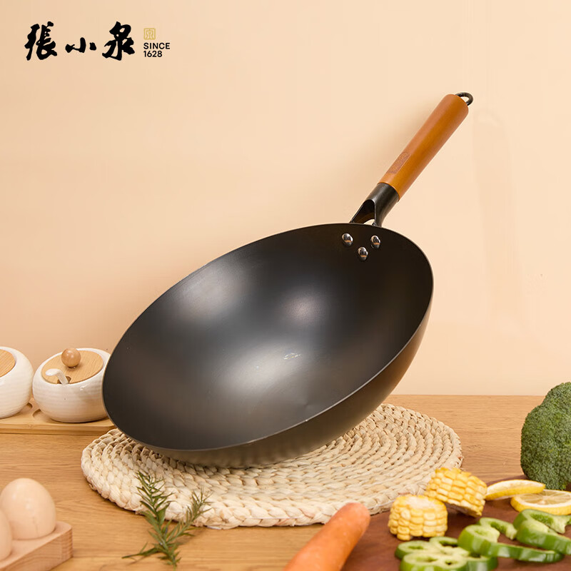 张小泉家味圆底铁锅 炒锅不粘锅家用炒菜锅无涂层 家味圆底铁锅(无盖) 32cm高清大图