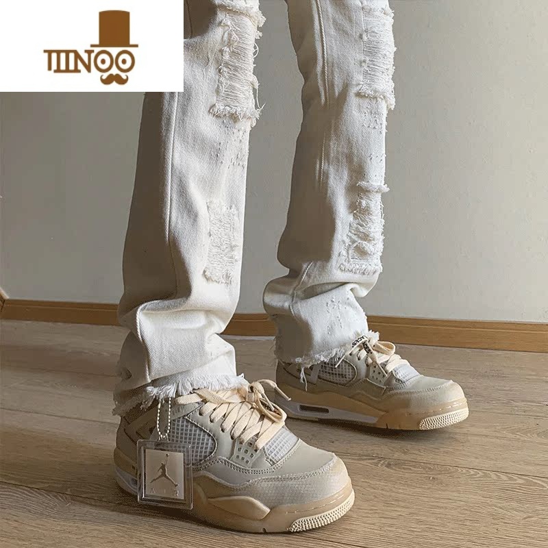 YANXU黑色弹力微喇牛仔裤男复古夏季美式高街潮牌vibe裤子痞帅直筒长裤高清大图