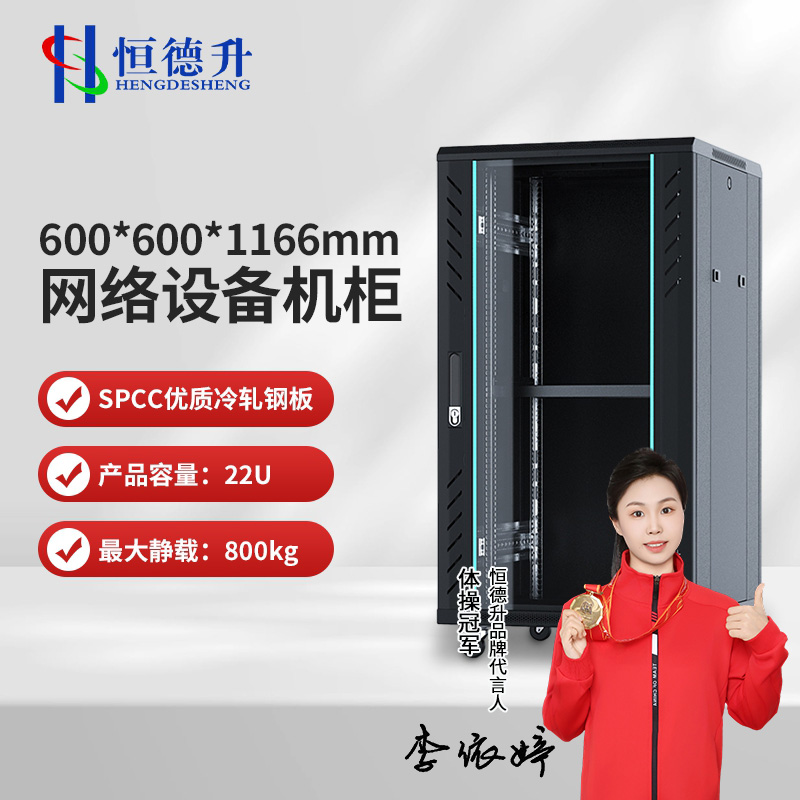 恒德升 机柜HDS-A427SB6622 网络机柜 19英寸国际标准机柜 22U高清大图