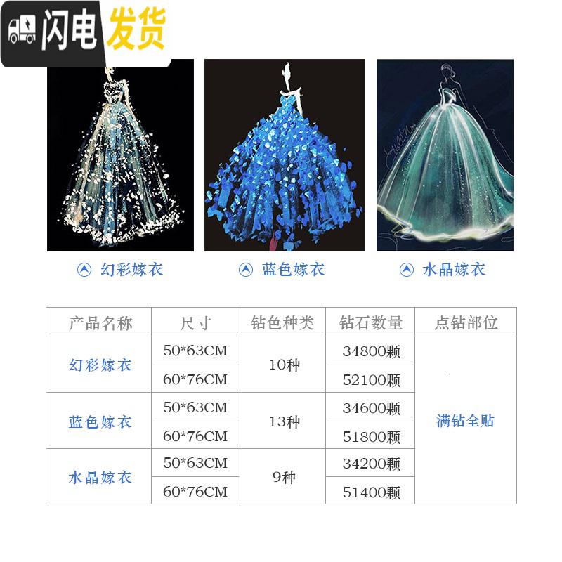 三维工匠5D钻石画2019年新款满钻婚纱情侣水晶十字绣欧式 蓝色嫁衣满钻[60*76CM]多送30钻[如需同款50*6高清大图