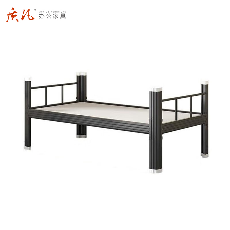 质凡黑色钢制单层床宿舍床2000*1500*800mm高清大图