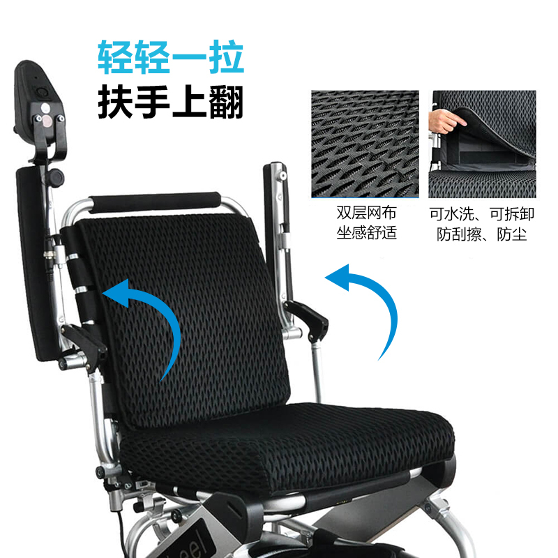 METTER²电动轮椅智能全自动老人残疾人老年代步车折叠超轻便携锂电池仅18kg