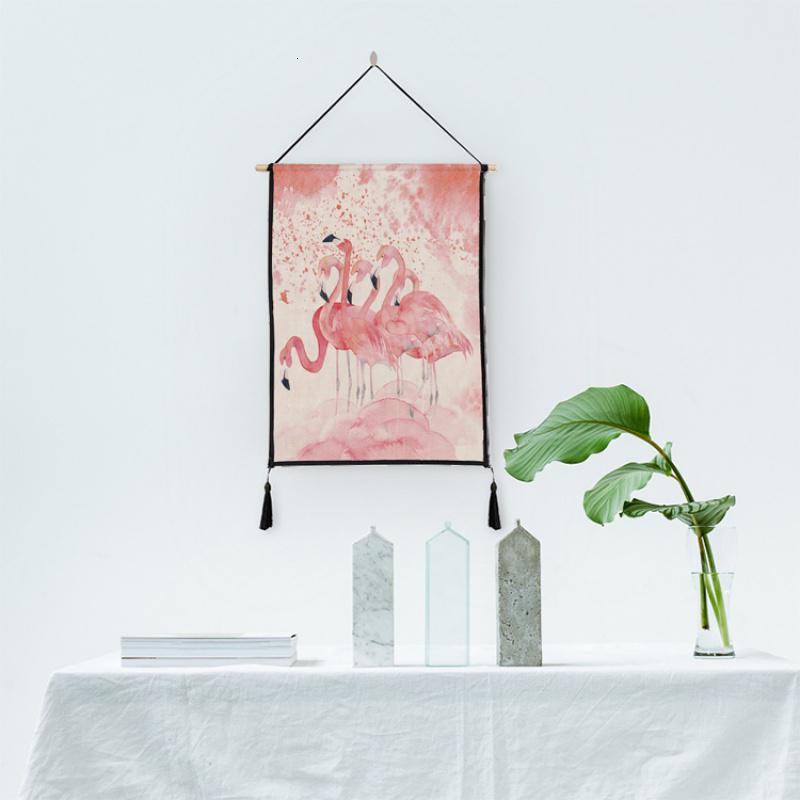 美帮汇北欧风 火烈鸟系列挂画挂毯壁挂 客厅走廊房间装饰画高清大图