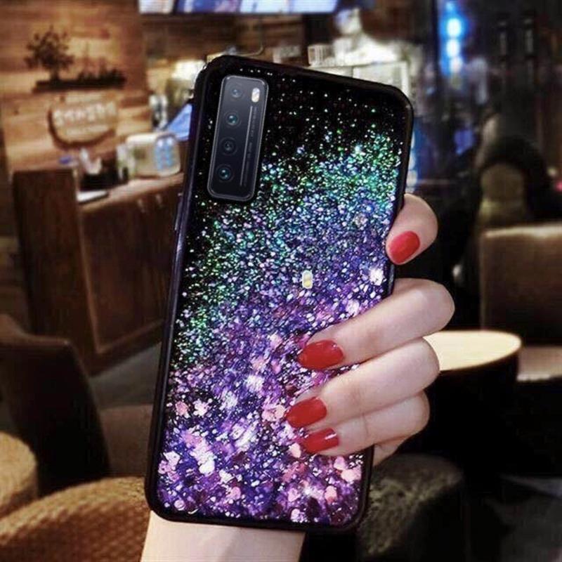 华为nova7手机壳nova7se液态流沙7pro全包边防摔软胶套镶钻兔子女紫色