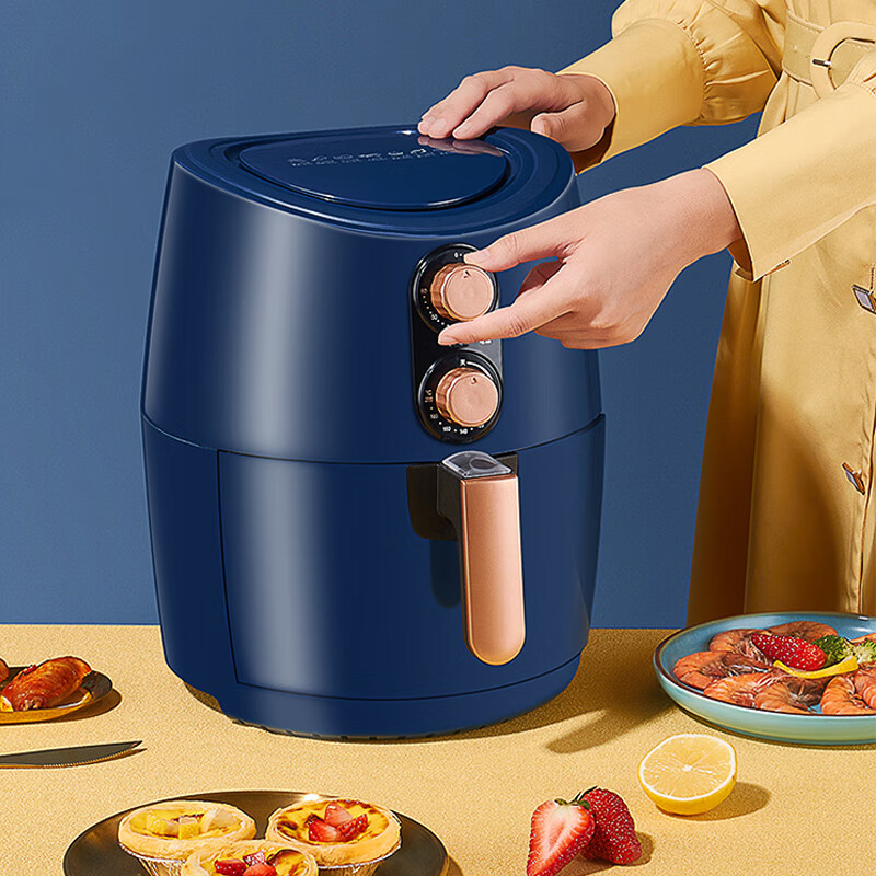 厨创妈咪kitchen mommy3L大容量家用煎炸锅 无油低脂不粘大功率旋钮式控制空气烤锅 XX-3LM高清大图