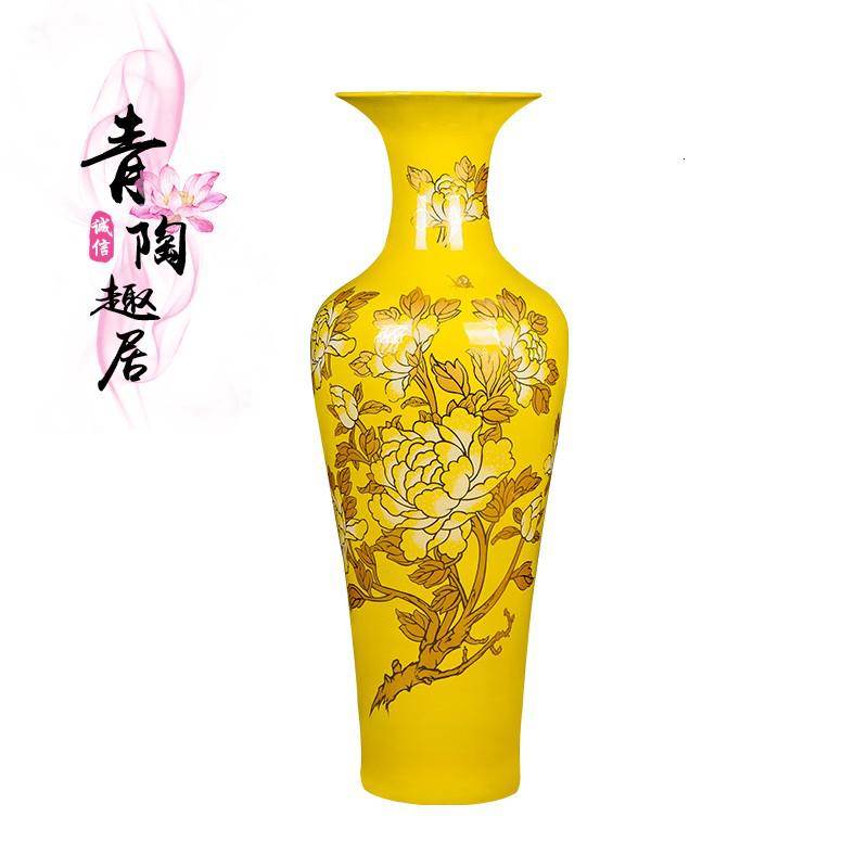 器落地大花瓶红花开富贵中式家居客厅大摆件 三维工匠 [定制]可定制红色黄色绿色白色高清大图
