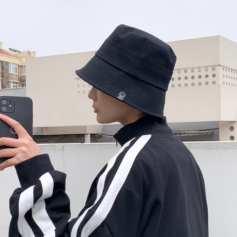盛世尼曼新款黑色水桶帽男士春秋帽子男潮夏季潮流网红防晒遮阳渔夫帽