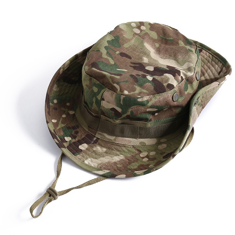 军版圆边帽战术奔尼帽夏季透气遮阳帽垂钓渔夫帽军迷户外用品废墟绿奔