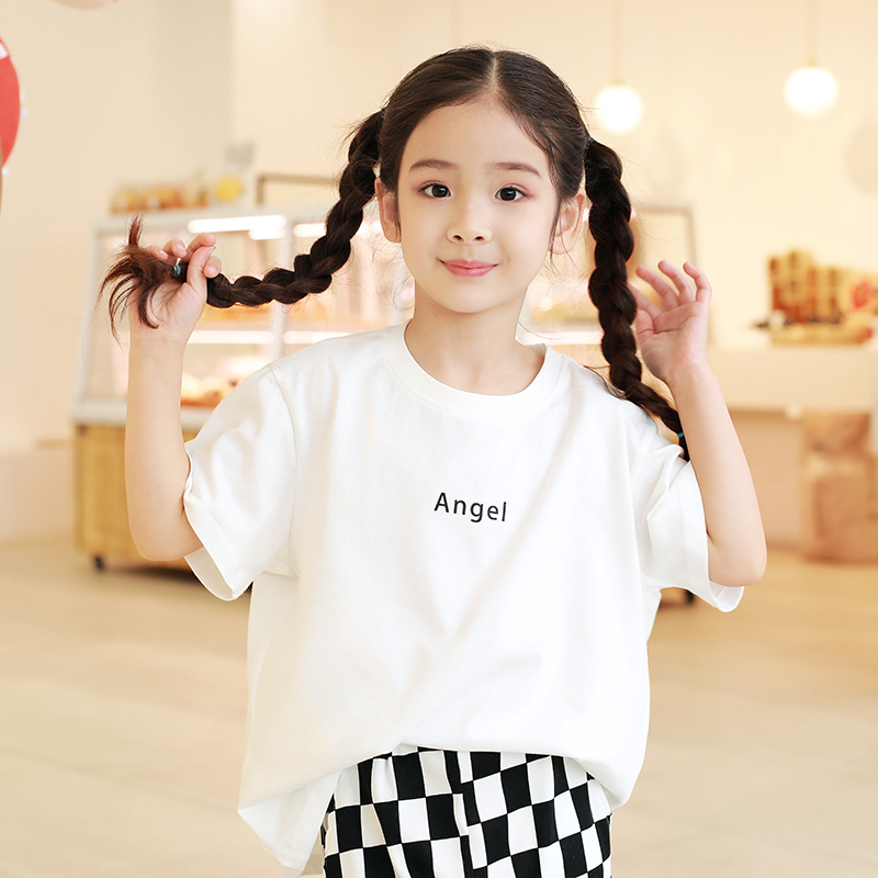 龙之涵(LONGZHIHAN)儿童夏装短袖2022新款夏洋气亲子t恤女宝宝上衣半袖夏装