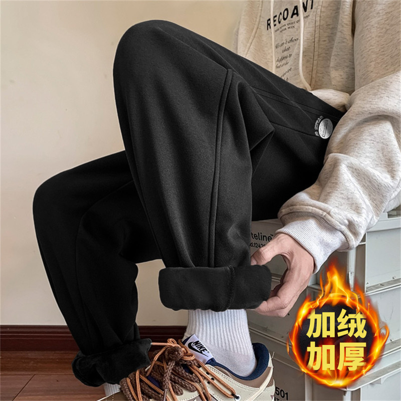[2.5折价79元]唐狮男士裤子男针织加绒小细节束脚休闲长裤男生裤子宽松休闲裤男男裤