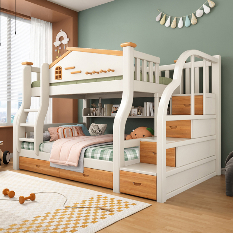 欧梵森 现代简约树屋儿童床简易床实木子母床上下床双层床高低床成人