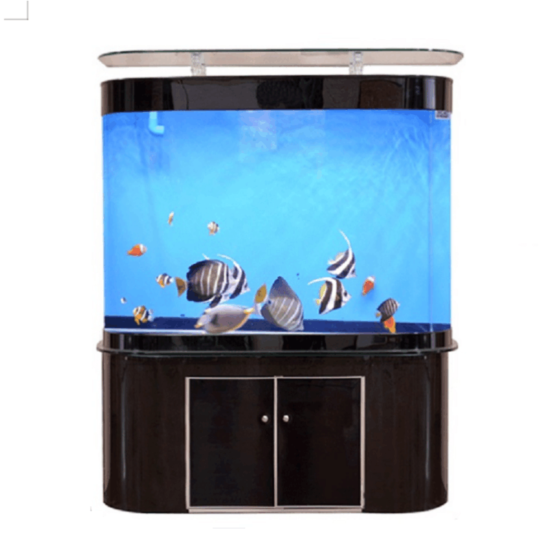 鱼缸水族箱免换水欧式双圆形玻璃缸生态造景家用客厅金鱼缸办公室中大型落地锦鲤缸图片