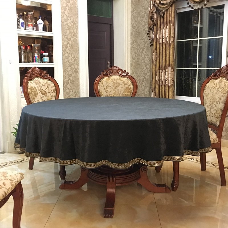 长方形茶几桌布欧式酒店圆桌布雪尼尔电视盖定做镶边丝绒新中式