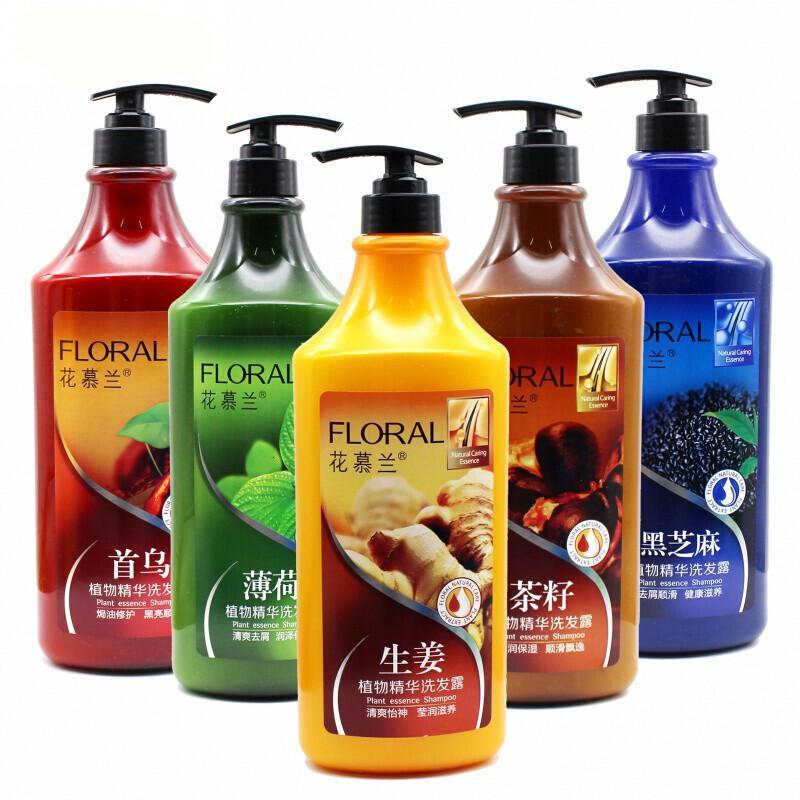 花慕兰植物精油洗发露1kg生姜薄荷首乌黑芝麻茶籽去屑焗油洗发水