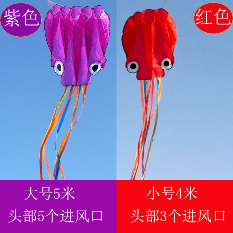 潍坊风筝北京店软体章鱼风筝成型八爪鱼风筝儿童微风卡通创意 三维工匠 套餐:小号紫色章鱼+100米线板高清大图