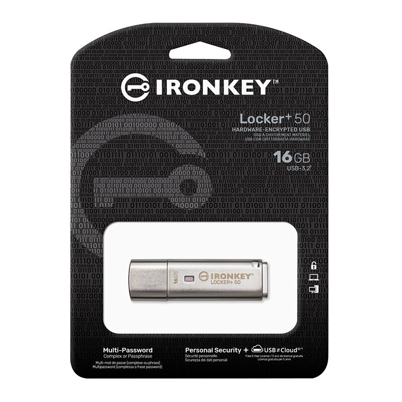 金士顿 IKLP50 16G优盘 金属U盘 专业硬件加密 USB3.2 读速高达145MB/s