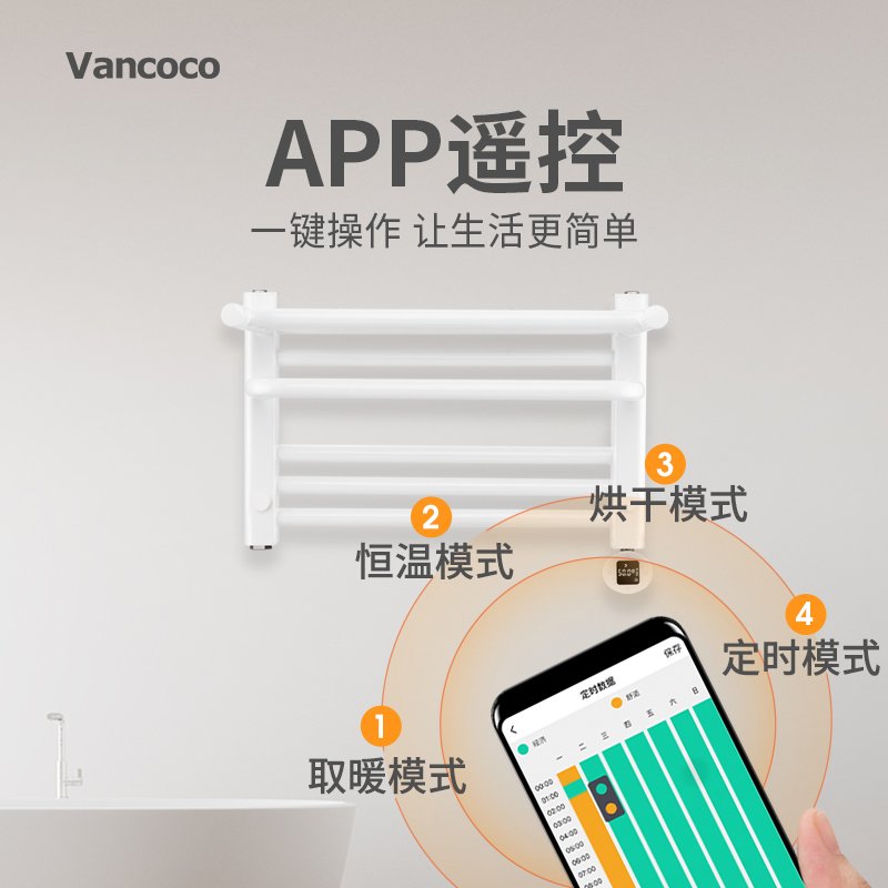 Vancoco阳光懒懒电热毛巾架浴室防潮置物架烘干器智能电加热毛巾烘干架小背篓