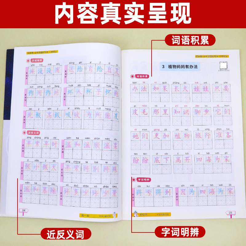 二年级上]必考词语抄写本 [正版]回米格必考词语抄写本二年级上册 小学语文同步练字帖楷书生字抄写本人教版铅笔硬笔书法正楷