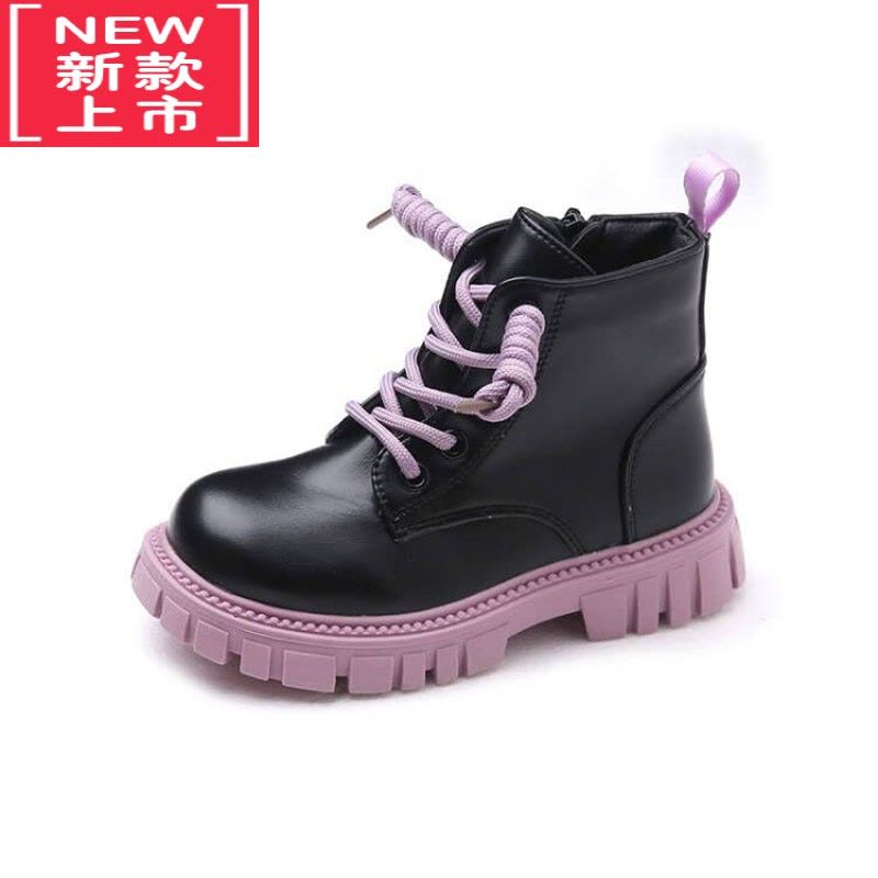 可莉允女童二棉马丁靴2022秋冬新款儿童靴韩版防滑加绒皮靴男童低筒短靴图片