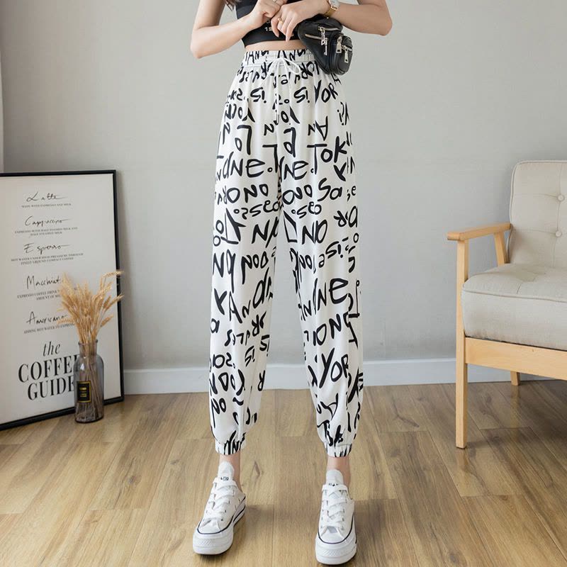 真维斯冰丝速干运动裤子女夏季薄款2022新款宽松显瘦哈伦休闲潮流图片