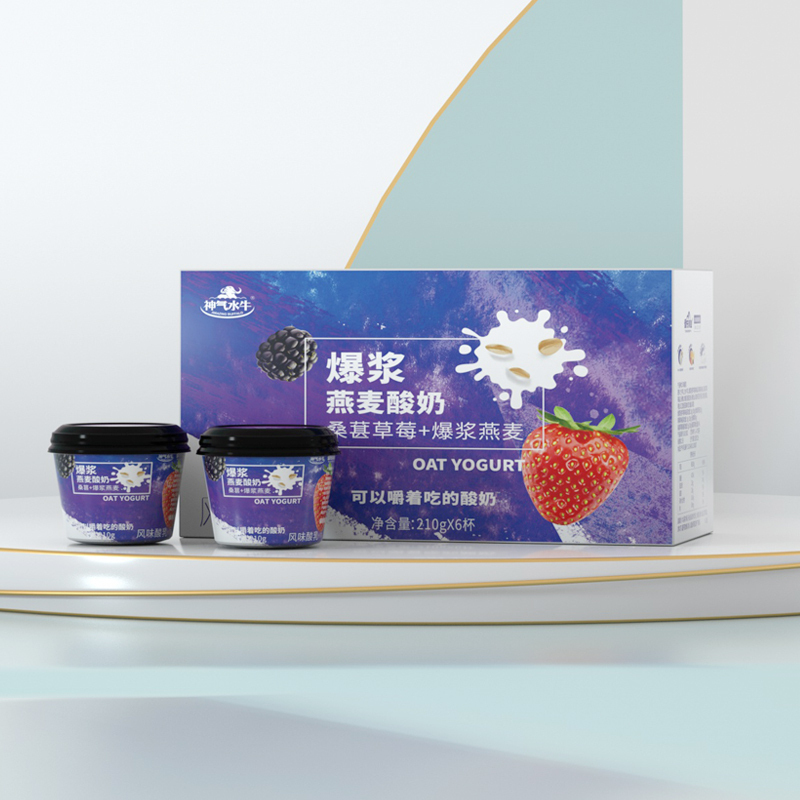皇氏乳业饭不着桑葚草莓爆浆燕麦酸奶210g*6杯早餐饱腹搭配十万大山纯牛奶儿童学生营养早餐高钙奶200ml*15盒组合