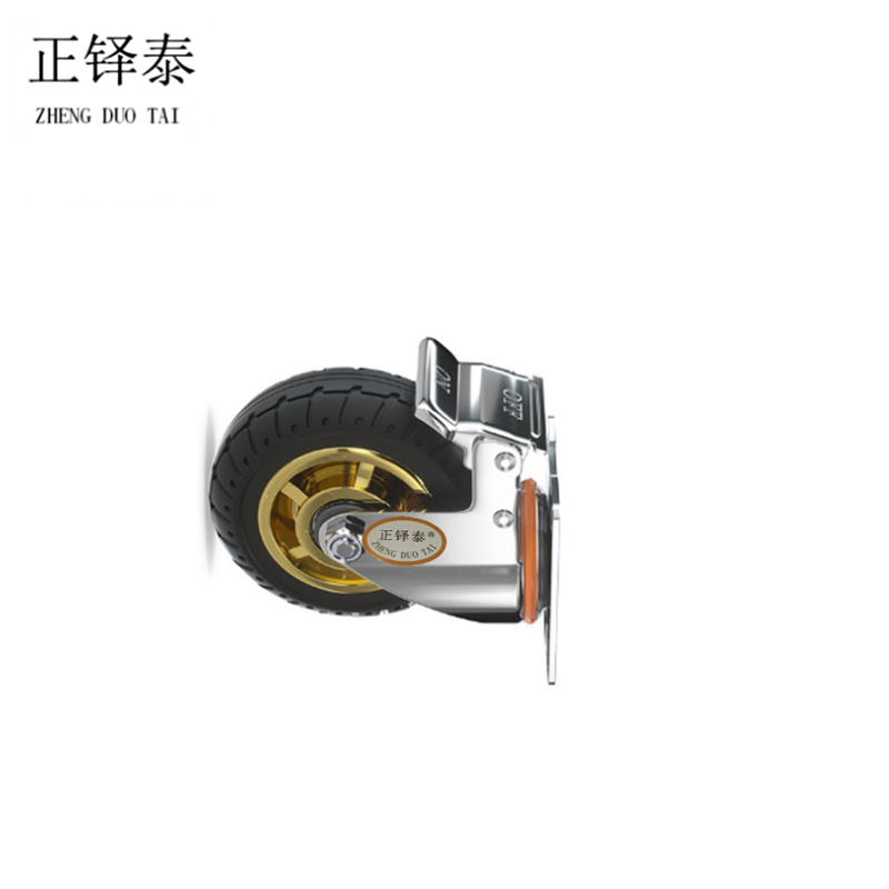 正铎泰 橡胶静音带刹车万向轮4寸 100mm / 个