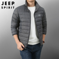 JEEPSPIRIT秋冬新款白鸭绒羽绒服男轻质帅气短款羽绒外套_121 XL 灰色
