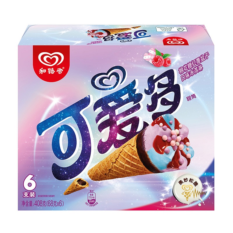 可爱多棉花糖红覆盆子口味冰淇淋6x68g