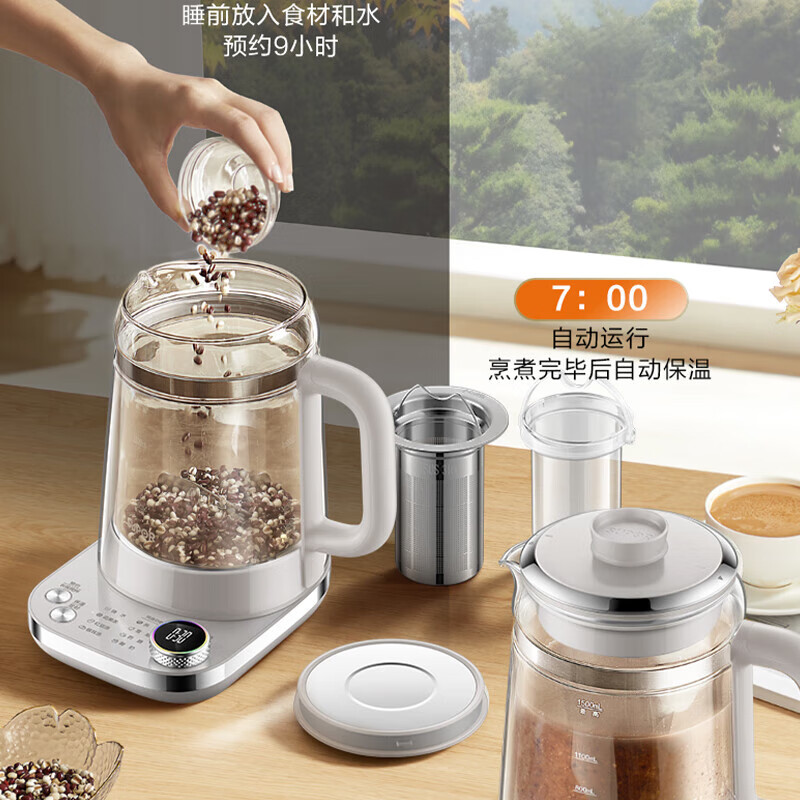 苏泊尔 SW-15Y09 电水壶 1.5L双层壶体防烫保温 八大菜单可视温度 316L不锈钢高清大图