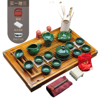 唐宏坊 双龙戏珠茶具套装 整套茶具 实木茶盘 茶具 冰裂 整套功夫茶具套装