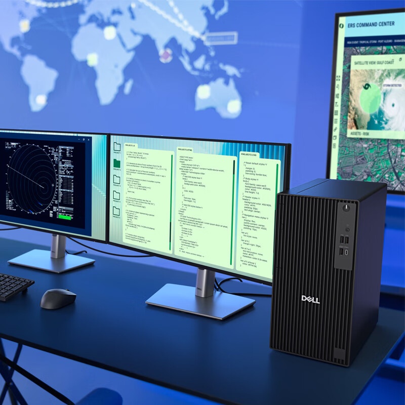 戴尔dell Pro Tower QCT1250 企业级高端商用办公绘图设计台式机电脑整机 定制I5-14500 16G内存 512G固态 集成显卡 配23.8英寸显示器高清大图