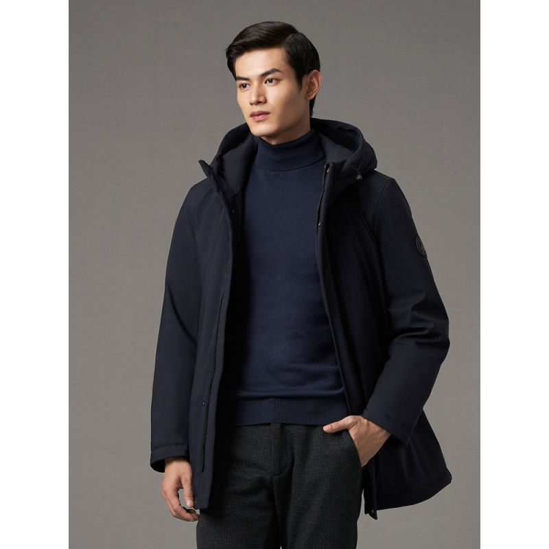波司登高端可脱卸风衣羽绒服男式短款外套冬装连帽休闲上衣