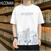 HLCOMAN~夏天短袖T恤男冰丝宽松简约打底衫潮流上衣服男