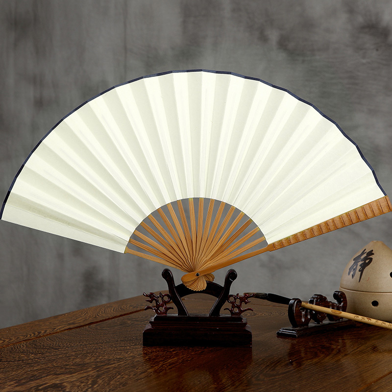 白纸扇油竹节手绘折叠男扇子古风空白折扇9寸双面空白纸扇