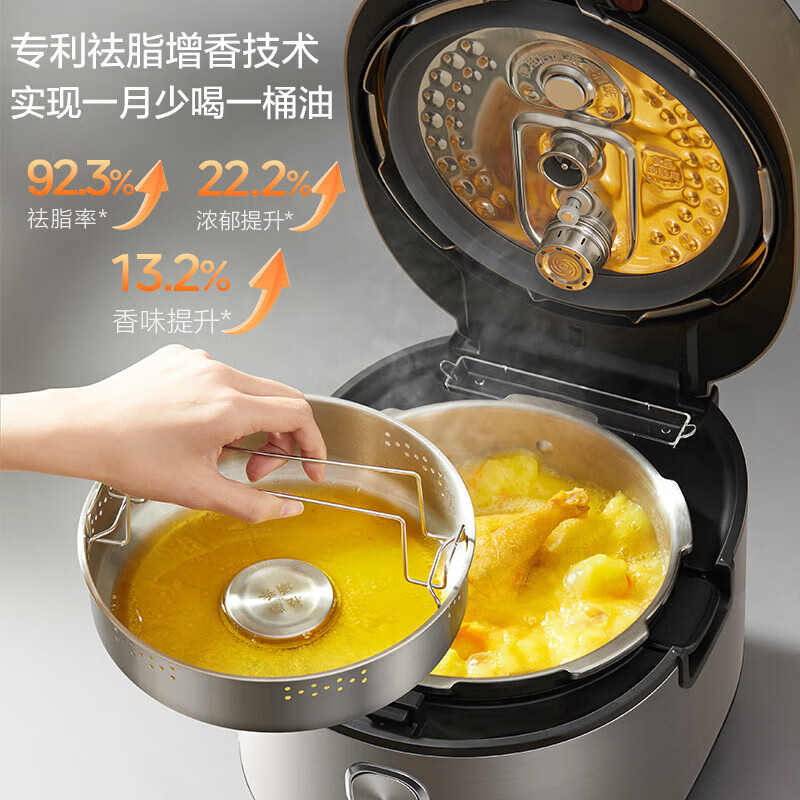 美的(Midea) MY-S5892NF 电压力锅 5L大容量家用不锈钢2200W猛火 IH低脂浓香自动排气 智能0涂层高清大图