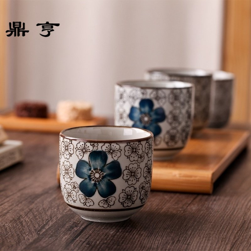 鼎亨日式釉下彩茶具复古茶壶茶杯过滤网陶瓷壶家用功夫茶具套装凉