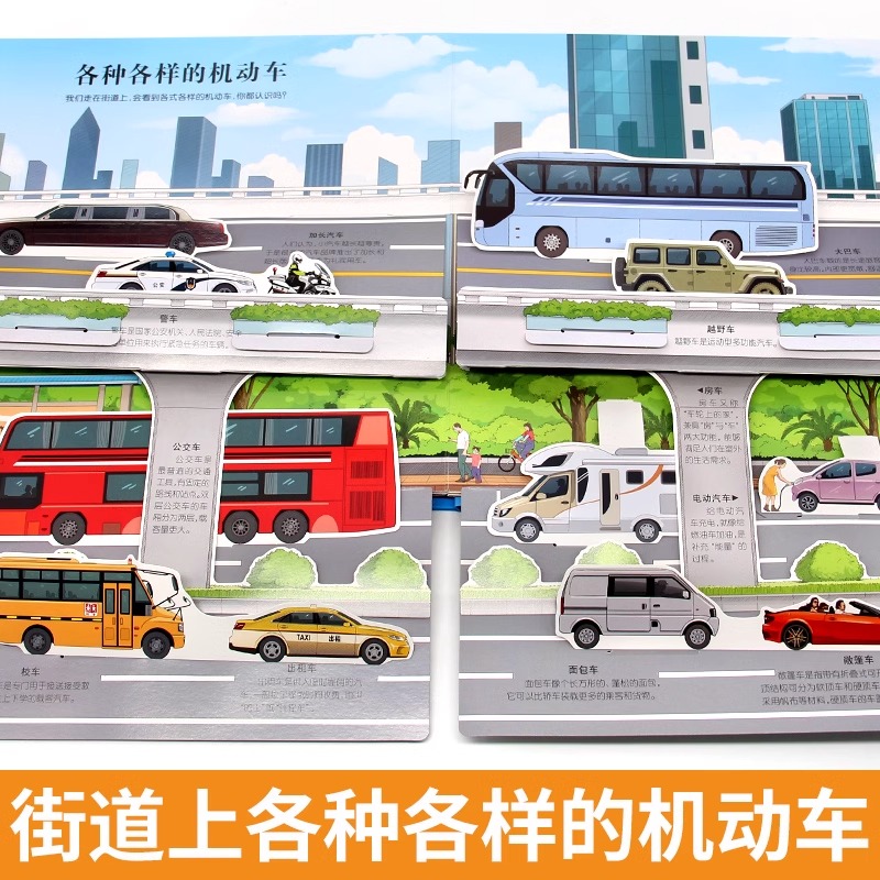 汽车3d立体书 [正版]汽车立体书儿童3d立体书生日礼物小机关揭秘系列立体翻翻书绘本故事书交通工具小学生硬壳宝宝360度高清大图