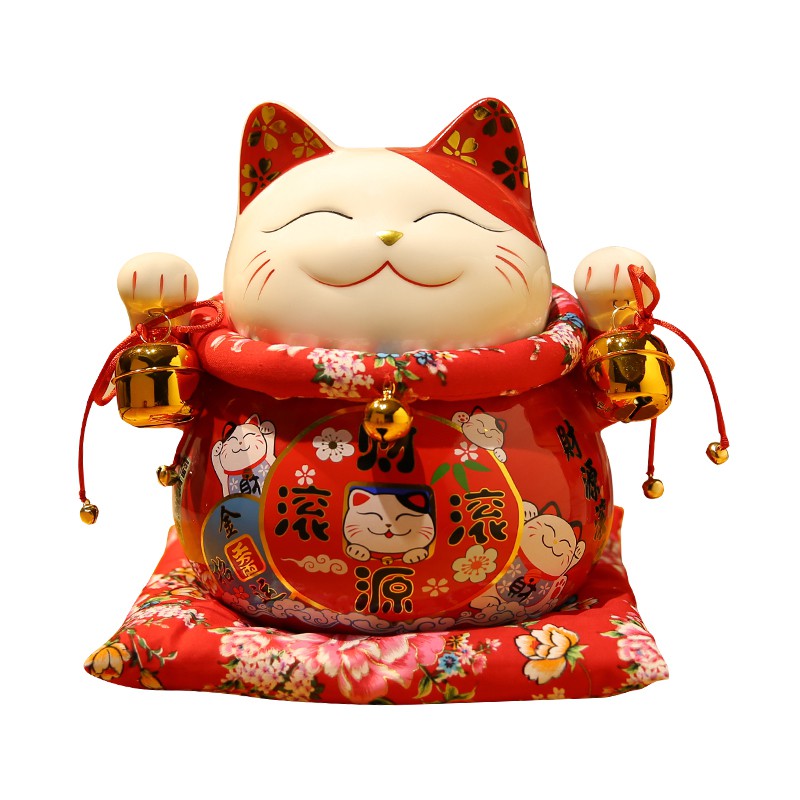猫摆件 开业存钱储蓄罐大号陶瓷日本 店铺家居创意礼品 三维工匠 10寸喜猫千客万来(存钱罐)猫高清大图