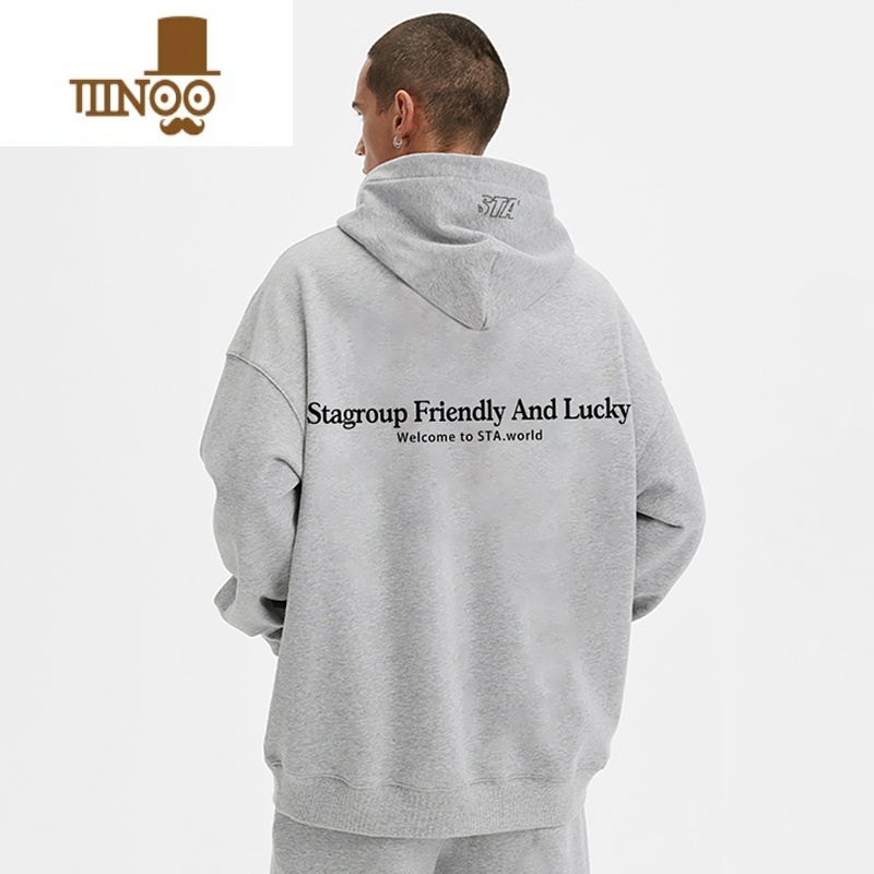 YANXUSTA SR XRMD标语连帽卫衣男女美式休闲加绒外套ins高清大图