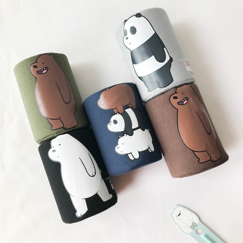 创意时尚笔筒韩国小清新学生办公多功能桌面收纳盒可爱裸熊笔筒 三维工匠 女孩-藏蓝色高清大图