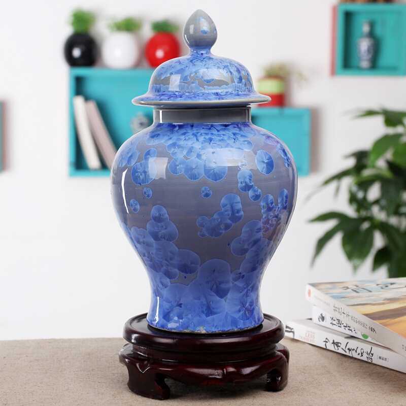 200景德镇陶瓷古典手工薄胎结晶釉花瓶摆设家居陶瓷装饰摆件