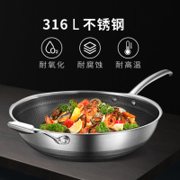 美的(Midea)炒锅32CM不粘锅MP-CJ32Wok502无油烟炒菜不锈钢双面蜂窝平底炒菜锅电磁炉明火通用炒锅