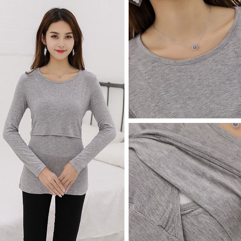 迪鲁奥(DILUAO)哺乳衣春秋2021薄款孕妇装长袖上衣哺乳孕妇喂奶衣孕妇图片
