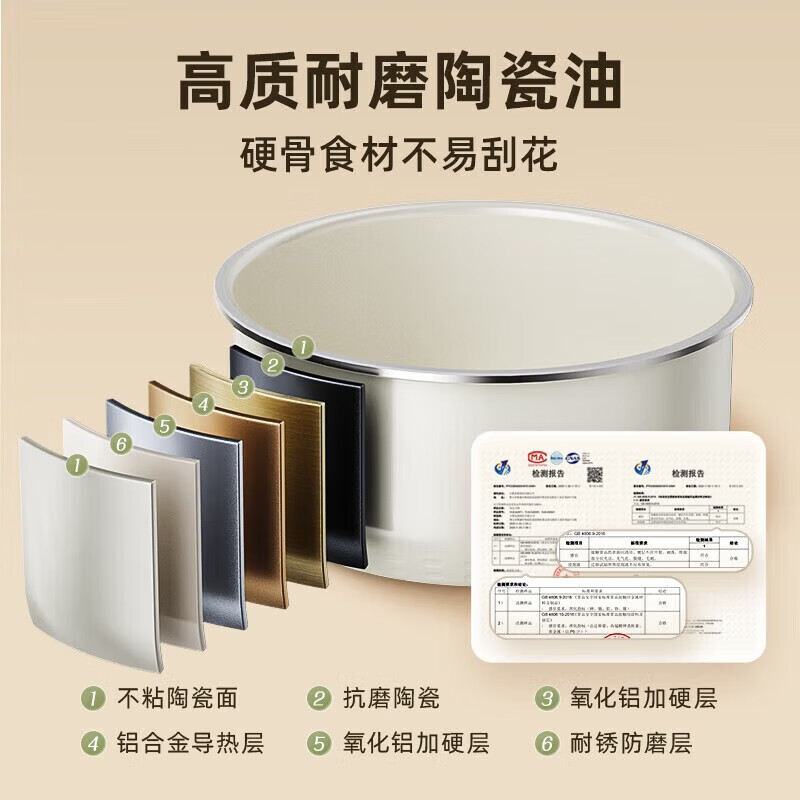 小熊Bear方形电压力锅暖白色大容量预约全自动智能液晶显示大火力不粘内胆电压力锅 YLB-C40W5-P02高清大图