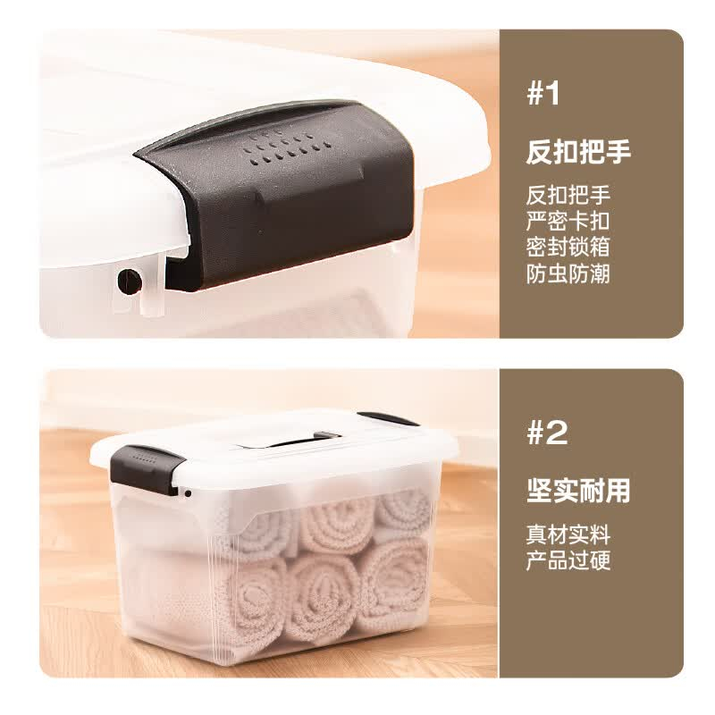 禧天龙塑料收纳箱家用衣物储物箱加厚手提箱储物盒X-6174透明色 单个装高清大图