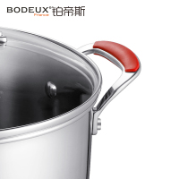 铂帝斯(BODEUX)红袖添香汤锅304不锈钢汤锅24CM复底加深加厚大汤锅高汤锅炉灶通用