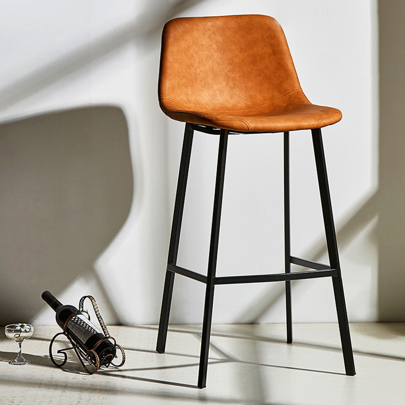 吧台椅北欧高脚椅子靠背吧台凳前台休闲咖啡厅铁艺家用酒吧高脚凳定制
